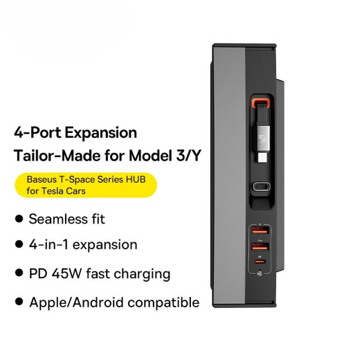 USB-хаб Baseus T-Space Series for Tesla Type-C (45W) (Black)