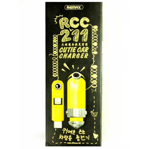 Автомобильное зарядное устройство Remax RCC-211 USB-A (12W · 2.4A) с кабелем 3в1 (Yellow)