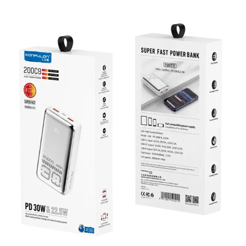 Повербанк Konfulon A76Q 30W (20000 mAh) (Black)