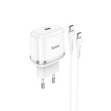 Сетевое зарядное устройство Hoco N24 USB-C (20W · 3A) с кабелем Type-C – Type-C (White)