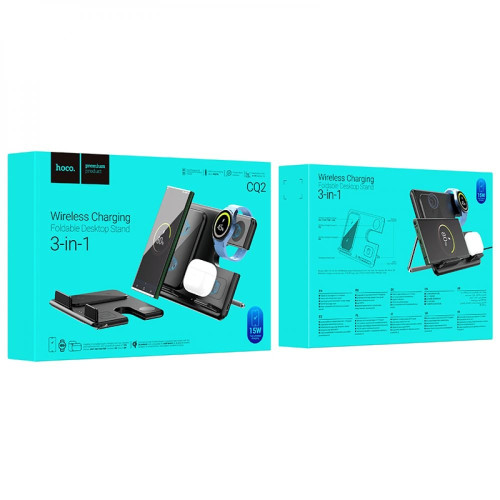 Бездротовий зарядний пристрій для Samsung Hoco CQ2 3в1 (15W) (Black)