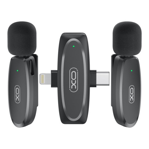 Беспроводной петличный микрофон XO MKF010 Twin Type-C + Lightning (Black)