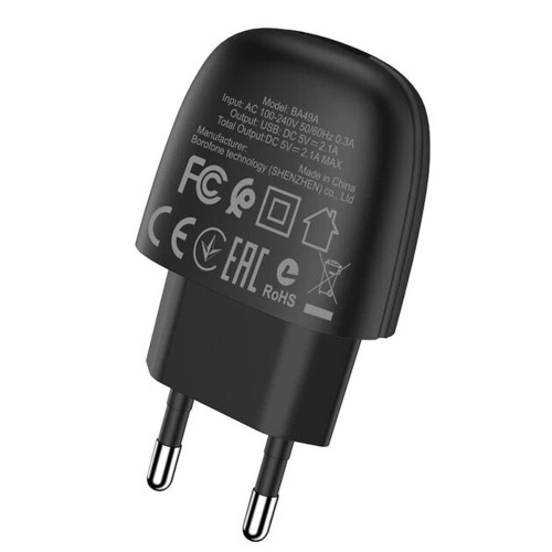 Сетевое зарядное устройство Borofone BA49A USB-A (10.5W · 2.1A) (Black)