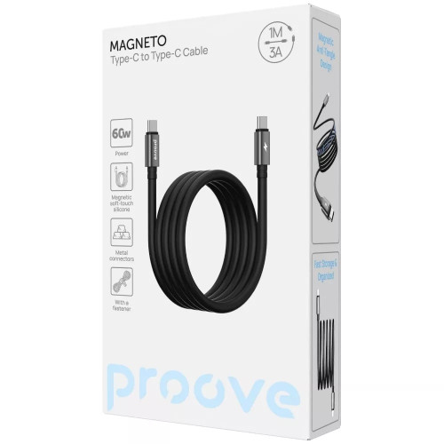 Кабель Proove Magneto Type-C – Type-C (1 м · 60W · 3A) (Black)