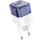 Сетевое зарядное устройство Hoco C131A USB-A+USB-C (30W · 3A) (Transparent Blue)