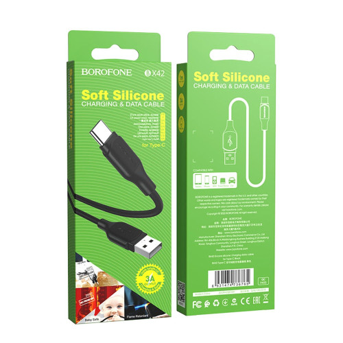 Кабель Borofone BX42 Silicone USB-A – Type-C (1 м · 15W · 3A) (Black)