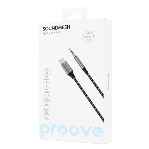 Audio кабель AUX Proove SoundMesh Type-C to 3.5мм 1м gray