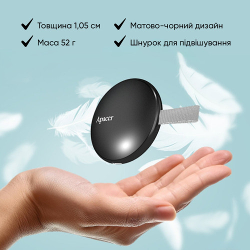 Внешний SSD-накопитель Apacer Magnetic Portable AS725 1TB USB 3.2 Gen 2 Type-C (Black)
