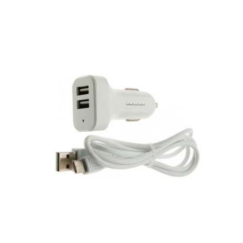 Автомобильное зарядное устройство WUW T22 2xUSB-A (10.5W · 2.1A) с кабелем USB-A – Type-C (White)