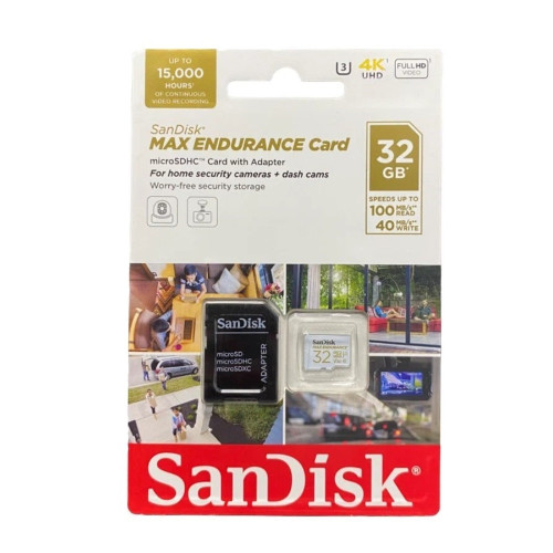 Карта пам'яті SanDisk Max Endurance microSDHC 32GB Class 10 UHS-I U3 + адаптер SD