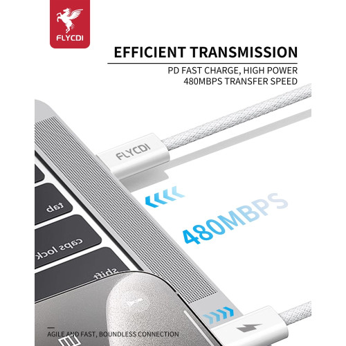 Кабель FLYCDI FLK006 Type-C – Lightning (1 м · 25W · 3A) (White)