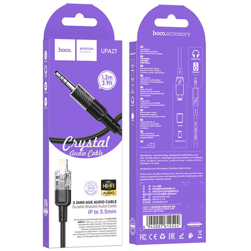Аудиокабель AUX Hoco UPA27 Lightning – 3.5 мм (1.2 м) (Black)