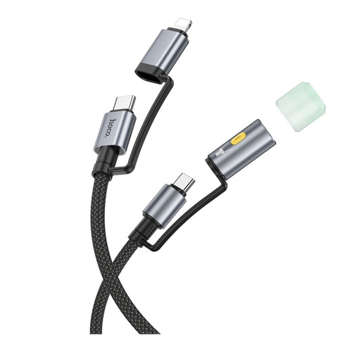 Кабель Hoco U138 Type-C – Type-C and Lightning с фонариком (1.2 м · 60W · 3A) (Black)