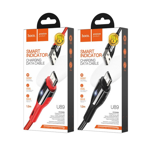 Кабель Hoco U89 Safeness USB-A – Micro-USB (1.2 м · 12W · 2.4A) (Red)