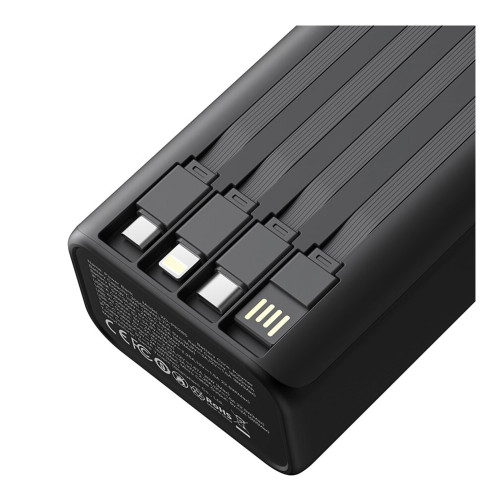 Повербанк XO PR285 PD20W+QC22.5W з 4 кабелями (30000 mAh) (Black)