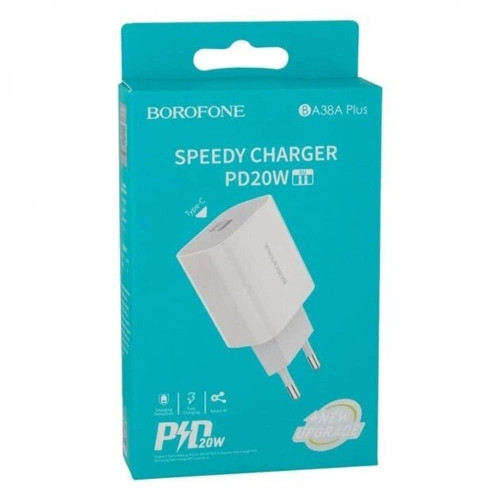 Сетевое зарядное устройство Borofone BA38A Plus USB-C (20W · 3A) (White)