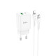 Мережевий зарядний пристрій Hoco N28 USB-A+USB-C (20W · 3A) з кабелем Type-C – Lightning (White)