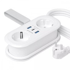 Мережевий фільтр Proove Supercoil на 2 розетки (20W · 2xUSB-A+USB-C · 1.5 м) (White)