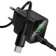 Мережевий зарядний пристрій Hoco CS84A з дисплеєм USB-A+USB-C (30W · 3A) з кабелем Type-C – Type-C (Black)