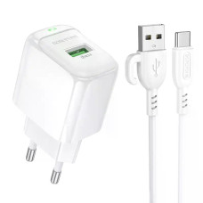 Сетевое зарядное устройство Borofone BAS42A USB-A (18W · 3A) с кабелем USB-A – Type-C (White)