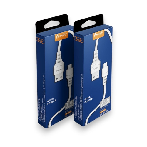 Кабель Avantis A100 USB-A – Micro-USB (1 м · 15W · 3A) (White)