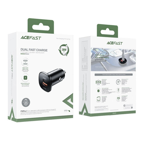 Автомобільний зарядний пристрій Acefast B1 Mini USB-A+USB-C (38W · 3A) (Black)