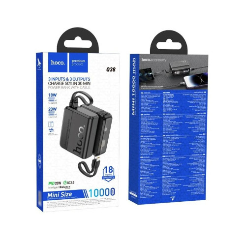 Повербанк Hoco Q38 20W с кабелем C-L (10000 mAh) (Black)