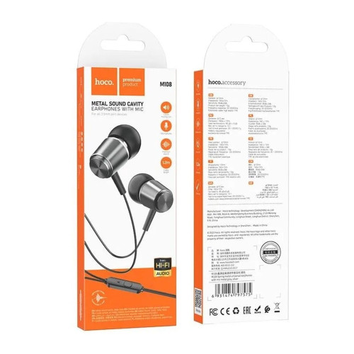 Наушники Hoco M108 3.5 мм (Metal Gray)