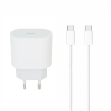 Сетевое зарядное устройство для iPhone 17 USB-C (35W · 3A) с кабелем Type-C – Type-C (NO LOGO) (White)