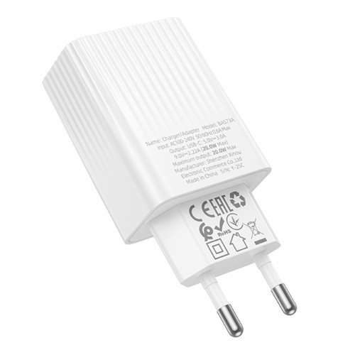 Сетевое зарядное устройство Borofone BAS73A USB-C (20W · 3A) (White)