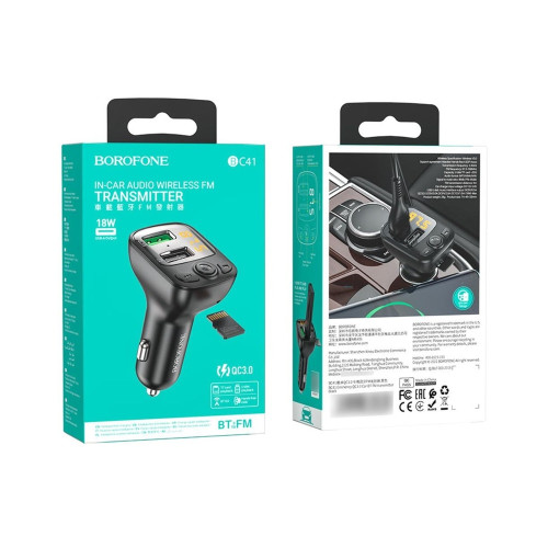 FM-модулятор Borofone BC41 Eminency 2xUSB-A (18W · 3A) (Black)