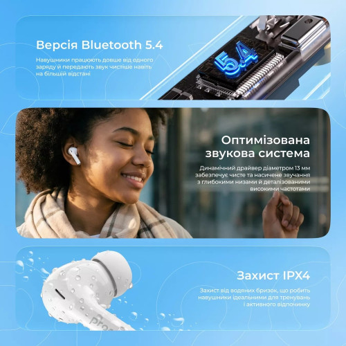 Наушники bluetooth Proove Mainstream Pro TWS white