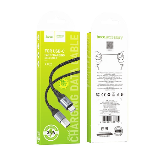 Кабель Hoco X102 USB-A – Type-C (1 м · 15W · 3A) (Black)