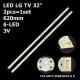 Прямая подсветка для телевизора LG 32″ AGF79046601 Rev1 (2 планки по 620 мм, 6 LED, линза 17 мм, 3 В)