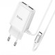 Сетевое зарядное устройство Hoco C82A 2xUSB-A (12W · 2.4A) с кабелем USB-A – Type-C (White)