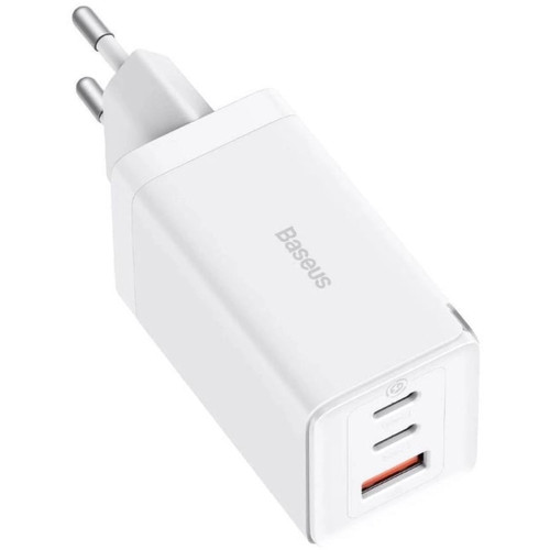 Мережевий зарядний пристрій Baseus GaN5 Pro USB-A+2xUSB-C (65W · 3A) з кабелем Type-C – Type-C 100W 5A (CCGP120202) (White)