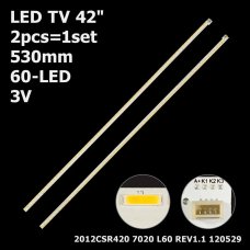 Бокова підсвітка для телевізора Samsung 42″ LBUB-SEL420V8-S0AA Rev1.1 (2 планки по 530 мм, 60 LED 6,5x2 мм, 3 В)