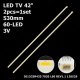 Бокова підсвітка для телевізора Samsung 42″ LBUB-SEL420V8-S0AA Rev1.1 (2 планки по 530 мм, 60 LED 6,5x2 мм, 3 В)