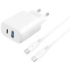 Сетевое зарядное устройство Proove Silicone Power 2 USB-C (30W) с кабелем Type-C – Type-C (White)