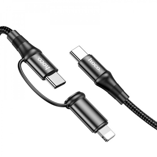 Кабель Hoco X50 2-в-1 Type-C – Type-C to Type-C to Lightning (1 м · 60W · 3A) (Black)