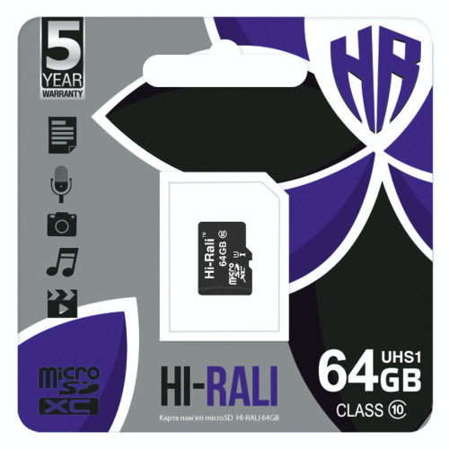 Карта пам'яті Hi-Rali microSDXC 64GB Class 10 UHS-I