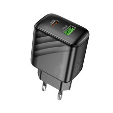 Мережевий зарядний пристрій Hoco CS25A USB-A+USB-C (20W · 3A) (Black)
