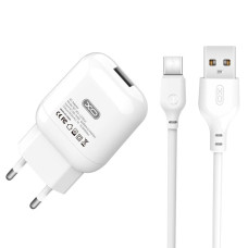 Сетевое зарядное устройство XO L37 USB-A (10W · 2.1A) с кабелем USB-A – Type-C (White)