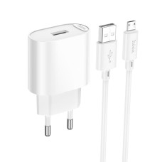 Сетевое зарядное устройство Hoco C109A USB-A (10.5W · 2.1A) с кабелем USB-A – Micro-USB (White)