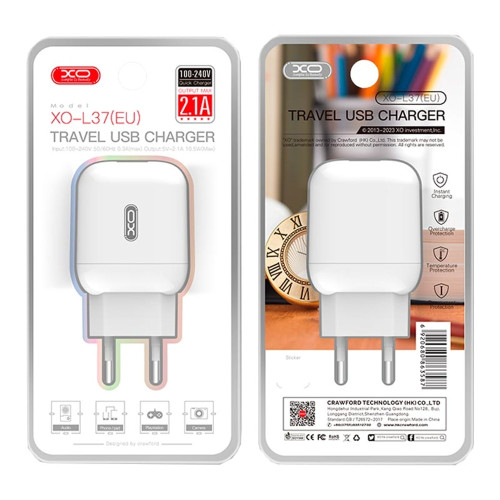 Сетевое зарядное устройство XO L37 USB-A (10W · 2.1A) (White)