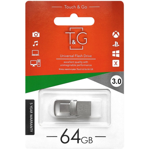 Флешка USB 2.0 TG Metal Series 104 64Gb USB+Type-C