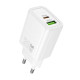 Сетевое зарядное устройство Hoco N61 USB-A+USB-C (20W · 3A) (White)