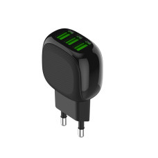 Сетевое зарядное устройство LDNIO A3309 3xUSB-A (17W · 3.4A) с кабелем USB-A – Micro-USB (Black)