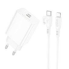Сетевое зарядное устройство Borofone BA21A Pro USB-C (20W · 3A) с кабелем Type-C – Lightning (White)