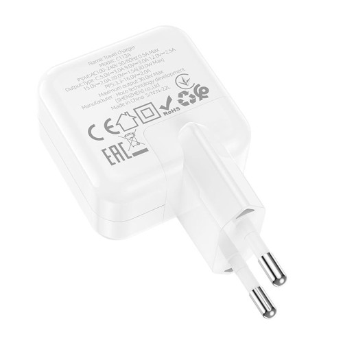 Сетевое зарядное устройство Hoco C112A USB-C (30W · 3A) (White)